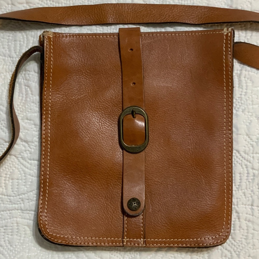 Patricia Nash Tan Leather Messenger Bag